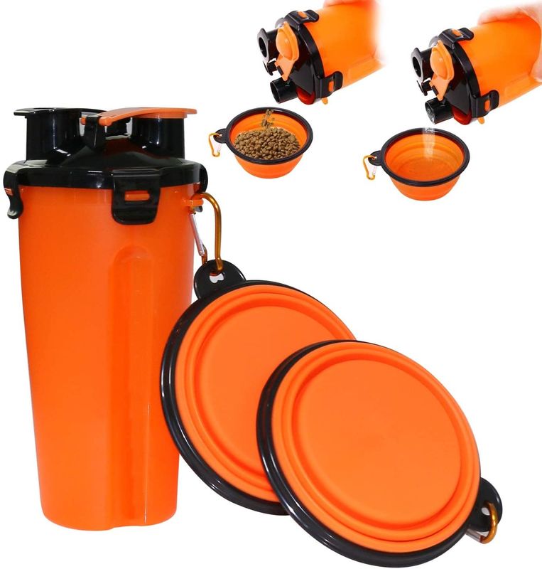 Garrafa dobrável da bacia da água do curso do cão 2 para a garrafa de água portátil exterior 12oz do animal de estimação