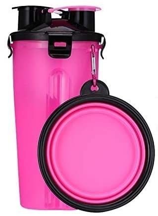distribuidor portátil exterior da garrafa de água do animal de estimação 350ml com as 2 bacias dobráveis do silicone