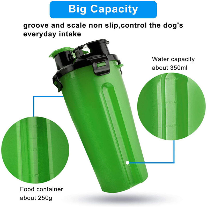 Garrafa de água exterior do cão portátil verde do distribuidor da água para os cães que andam a caminhada