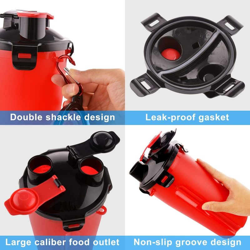 2 em umas bacias dobráveis de 1 garrafa do alimento da água do cão de estimação 350ml com Carabiner