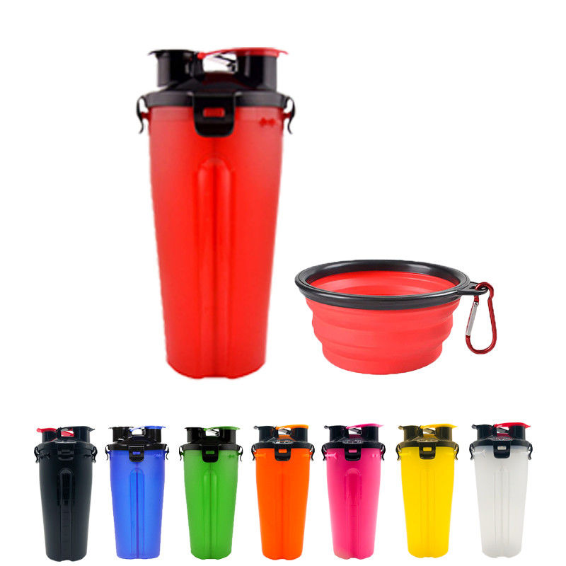 Bacias dobráveis Carabiners da garrafa portátil do alimento da água do cão de estimação 350ml