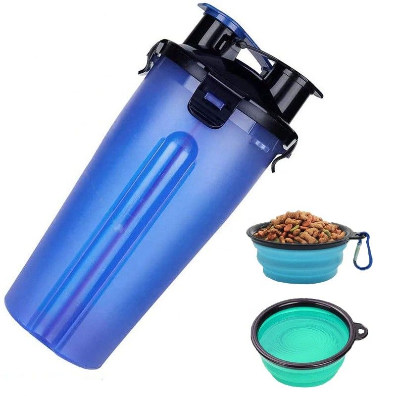 Alimento portátil 2 do ODM do OEM em 1 garrafa de água do cão com as bacias dobráveis do cão