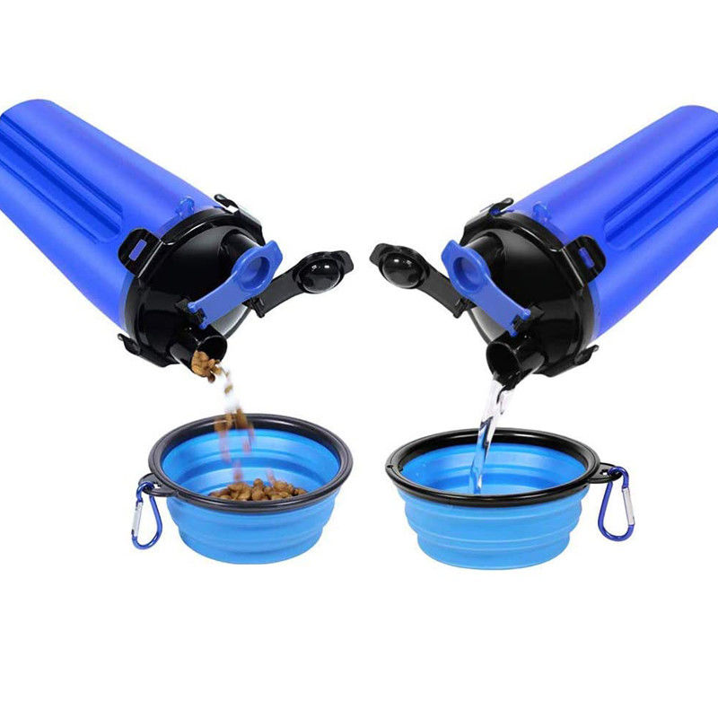 água do cão 350ml e garrafa Hallupets do alimento com as bacias portáteis dobráveis