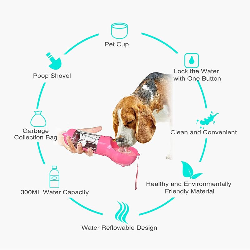 Os cães exteriores plásticos viajam a garrafa de água 300ML