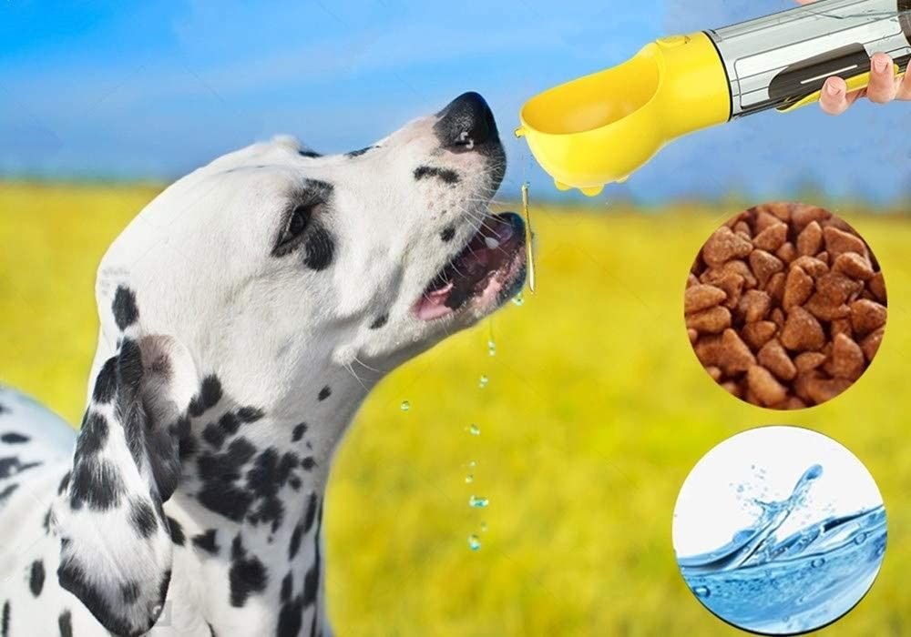 Mutifunctional 4 em 1 garrafa de água portátil 300ML do cachorrinho para o passeio e o curso