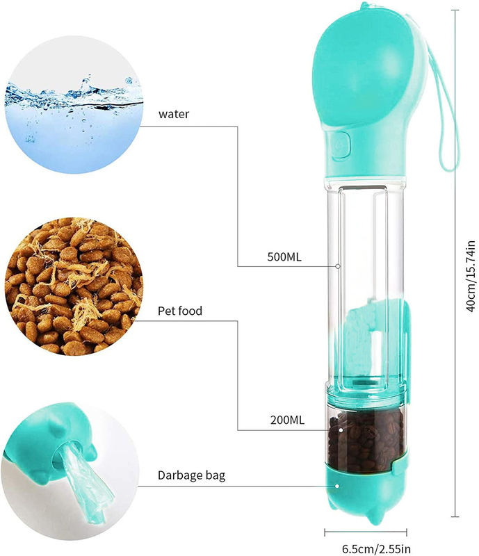 4 em umas garrafas de água de 1 curso do cão 500ml escape o distribuidor do alimento da água do cão da prova