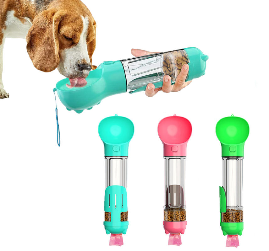 O escape portátil da garrafa de água do cão de Hallupets impermeabiliza 4 em 1 para beber e comer o copo combinado