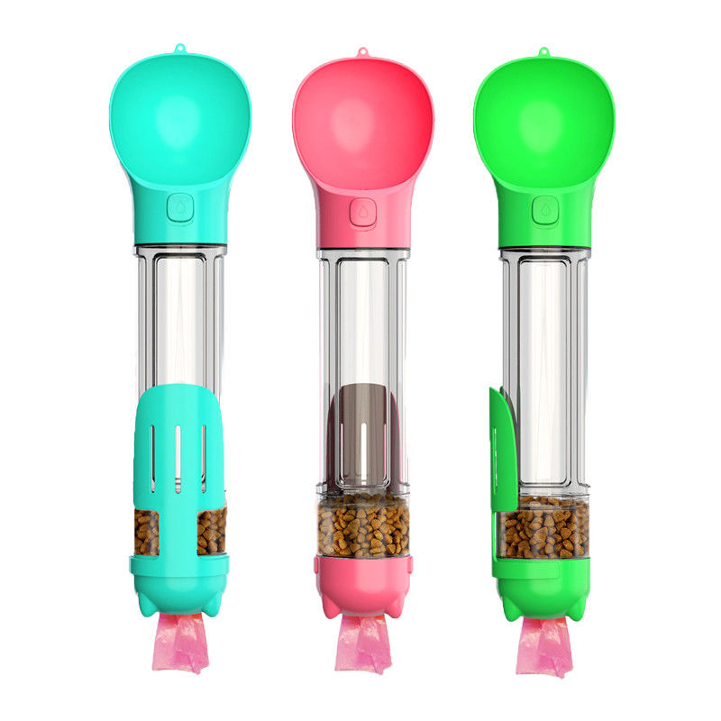 O escape portátil da garrafa de água do cão de Hallupets impermeabiliza 4 em 1 para beber e comer o copo combinado