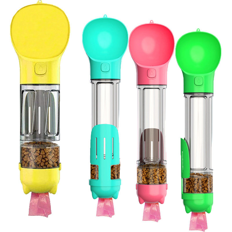 bacia portátil 2 da garrafa de água do animal de estimação 500ml em 1 com o saco e o Scooper do tombadilho da caixa do alimento