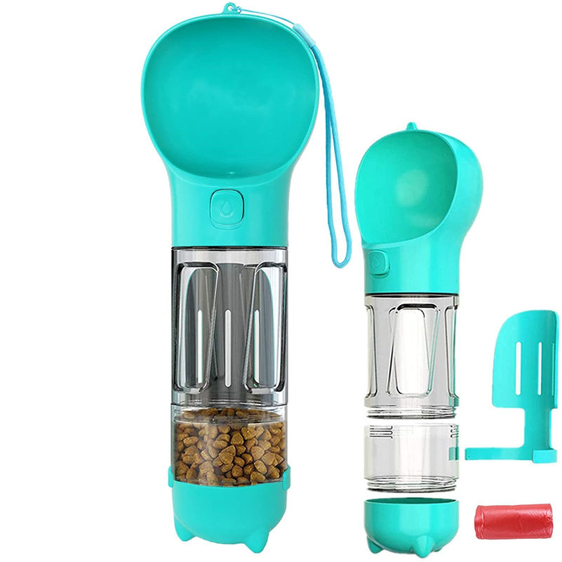 4 em 1 garrafa de água do cão 300ml com a garrafa de água dobrável do cão do armazenamento da água do alimento