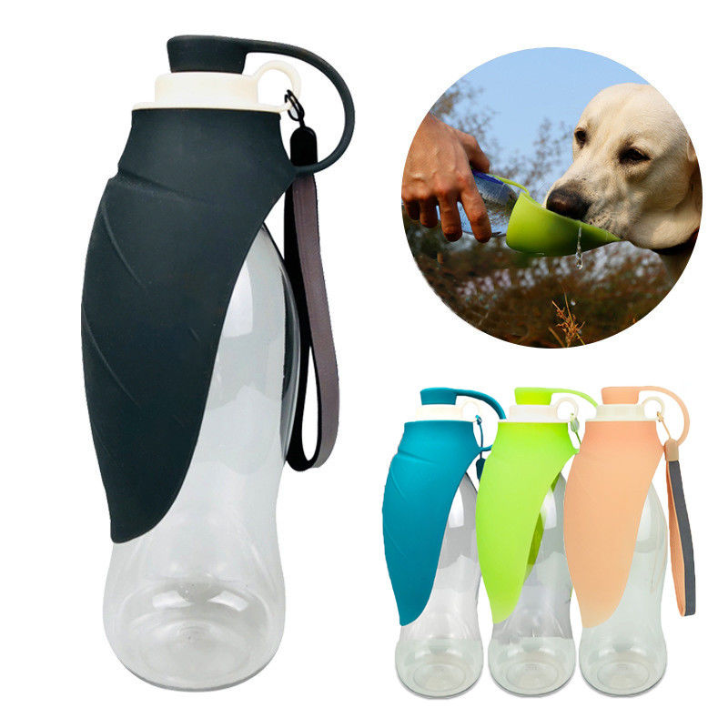 do cão dobrável da garrafa de água do cão do silicone da folha 580ml garrafas bebendo para a caminhada de viagem