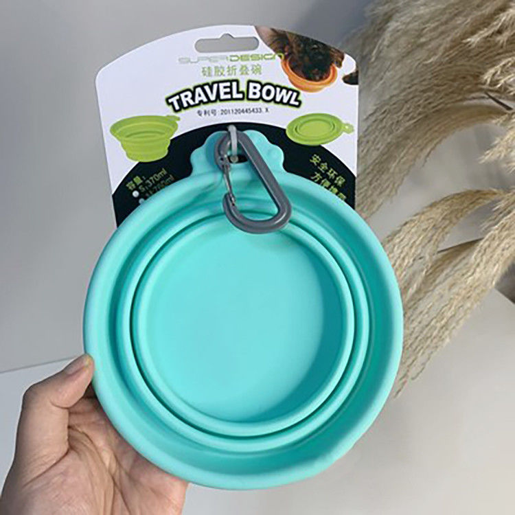 Bacia dobrável exterior da água do cão do silicone do verde do BB para a viagem de caminhada de passeio