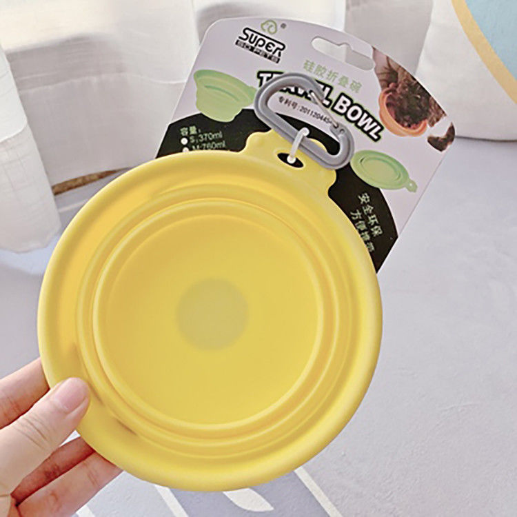 Bacia pura do cão do silicone do curso 100% dobrável para as viagens que caminham os canis &amp; os cães de acampamento que alimentam bacias