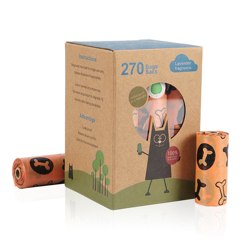 O tombadilho amigável de Eco da prova do escape ensaca para cães que o tombadilho Scented biodegradável ensaca 18 Rolls em uma caixa