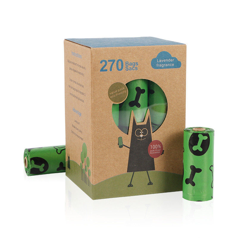O tombadilho amigável de Eco da prova do escape ensaca para cães que o tombadilho Scented biodegradável ensaca 18 Rolls em uma caixa