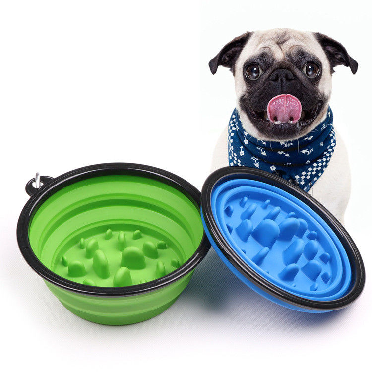 Bacia dobrável cão lento da alimentação do grande 4 copos da bacia de dobramento livre da água do cão de 35oz BPA