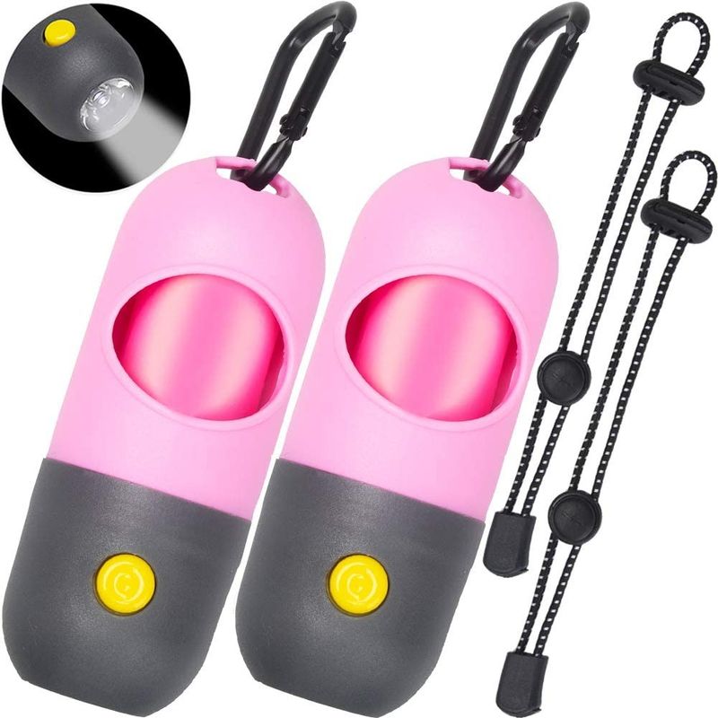 PE do suporte do distribuidor do saco do tombadilho do cachorrinho da lanterna elétrica do diodo emissor de luz com os 15 sacos do desperdício da prova do escape