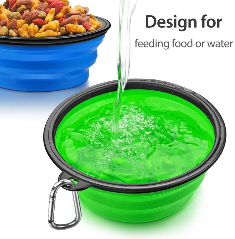 Da bacia lenta dobrável da água do cão comer do silicone dobrável portátil para molhar de alimentação