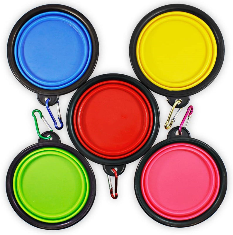 Alimentador do cão da bacia da água do cão de Carabiner do ABS do TPE dobrável para animais de estimação