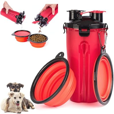 Escape a prova BSCI 2 em 1 garrafa de água do cão com as 2 bacias dobráveis do silicone 