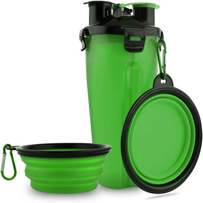 Garrafa de água exterior do cão portátil verde do distribuidor da água para os cães que andam a caminhada
